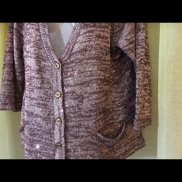 ✅🆕Cardigan sweater plum with sequins - Picture 5 of 7